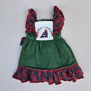 RicRac & Ruffles Heavenly Peace Green Nativity Christmas Dress SZ 12 Months